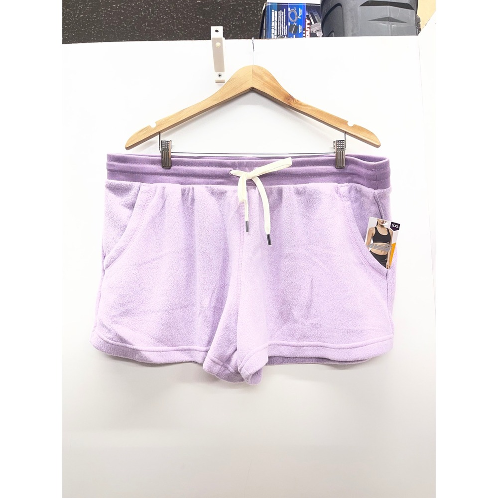 Avia Womens XXL Purple Fleece Activewear Lounge Shorts with Pockets NWT